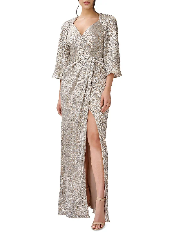 Womens Foiled Print Long Evening Dress Tunics Long Elegant
