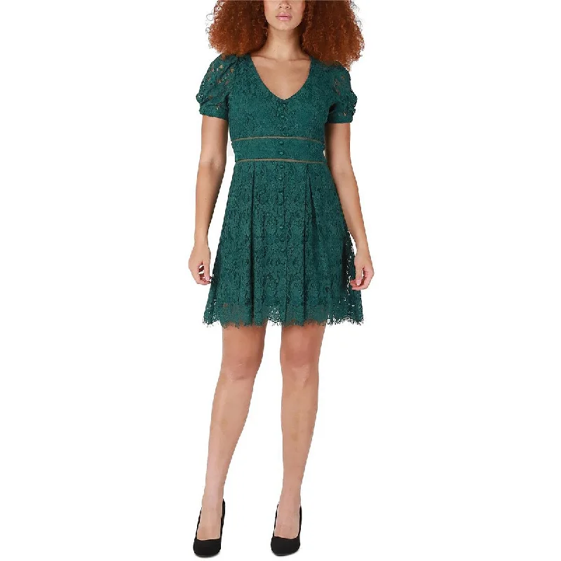 Black Tape_ Womens Lace Knee Length Cocktail and Party Dress Tunics Top Casual