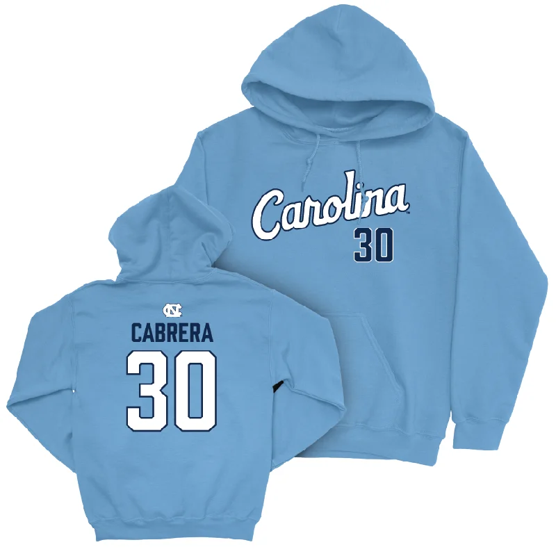 UNC Women's Lacrosse Carolina Blue Script Hoodie - Ella Cabrera Hoodie with Cuffed Sleeves Snug Secure UNC Women's Lacrosse Carolina Blue Script Hoodie - Ella Cabrera Hoodie with Cuffed Sleeves Snug Secure