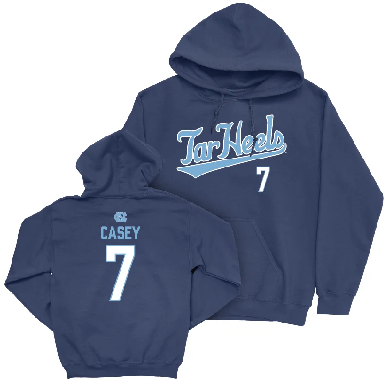 UNC Women's Lacrosse Navy Script Hoodie - Reilly Casey Hoodie with Ribbed Hem Stretchable Secure UNC Women's Lacrosse Navy Script Hoodie - Reilly Casey Hoodie with Ribbed Hem Stretchable Secure