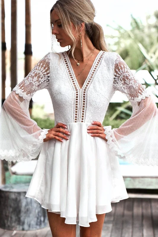 Bethany Dress - White Tunics Practical easy-care