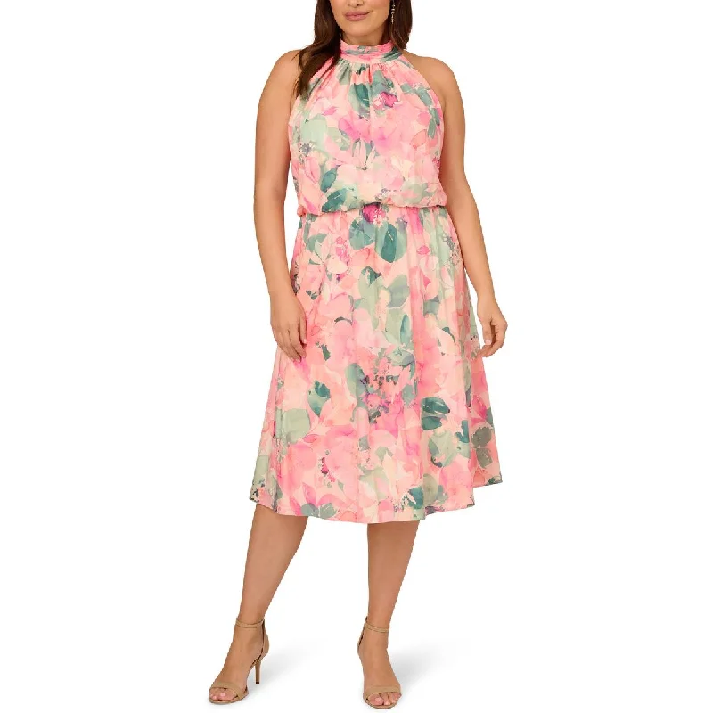 Adrianna Papell Womens Plus Floral Halter Cocktail And Party Dress Tunics Leisure comfortable Adrianna Papell Womens Plus Floral Halter Cocktail And Party Dress Tunics Leisure comfortable
