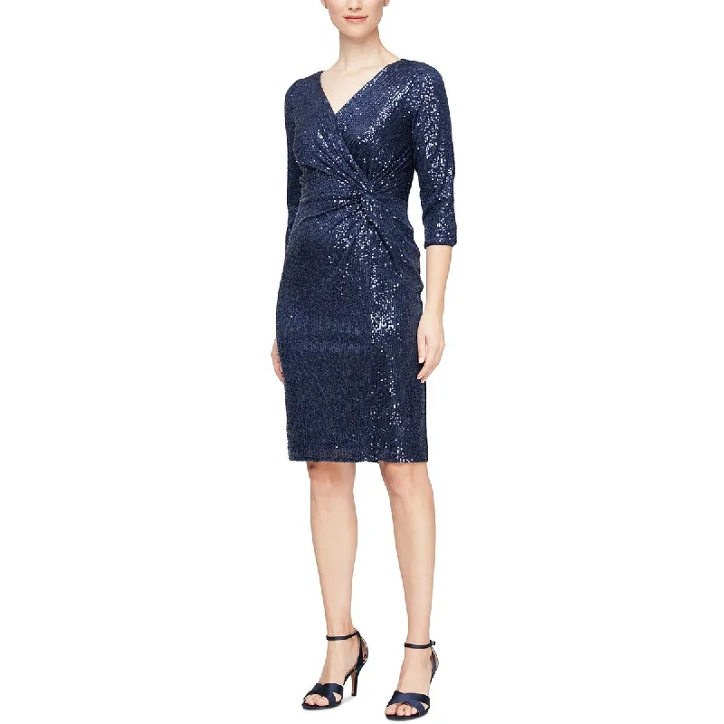 Alex Evenings Womens Petites Sequined Nylon Cocktail And Party Dress Tunics Practical easy-care