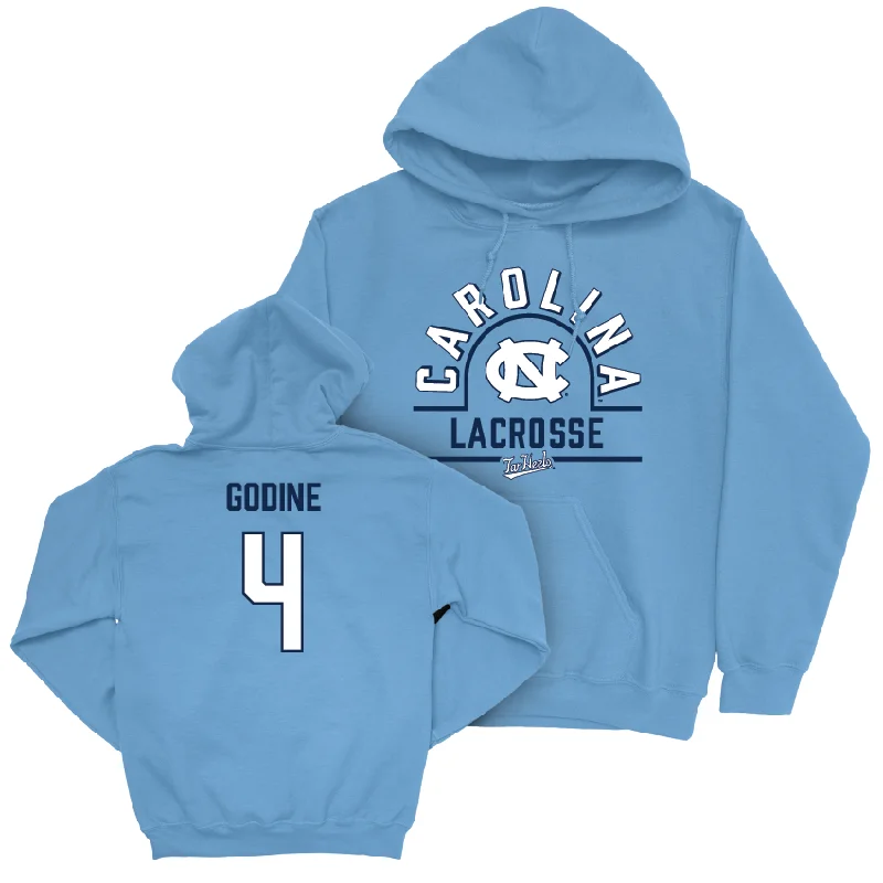 UNC Women's Lacrosse Carolina Blue Classic Hoodie - Caroline Godine Hoodie with Stripes Bold Sporty UNC Women's Lacrosse Carolina Blue Classic Hoodie - Caroline Godine Hoodie with Stripes Bold Sporty