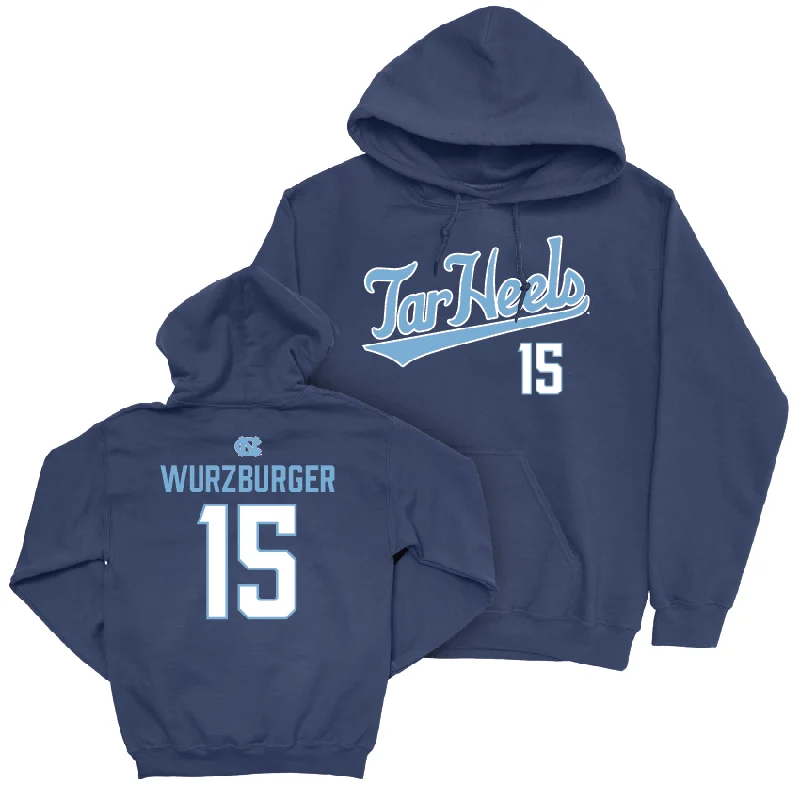 UNC Women's Lacrosse Navy Script Hoodie - Caitlyn Wurzburger Hoodie with Snap Buttons Easy Quick UNC Women's Lacrosse Navy Script Hoodie - Caitlyn Wurzburger Hoodie with Snap Buttons Easy Quick