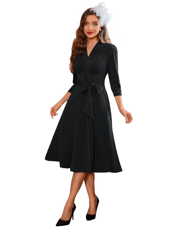 BP Women Vintage Empire Waist Dress 3/4 Sleeve V-Neck Flared A-Line Dress Tunics Prom sequined BP Women Vintage Empire Waist Dress 3/4 Sleeve V-Neck Flared A-Line Dress Tunics Prom sequined