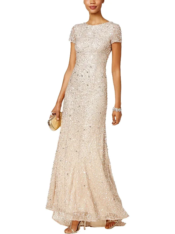Petites Womens Sequined Cap Sleeve Evening Dress Tunics Chinos classic