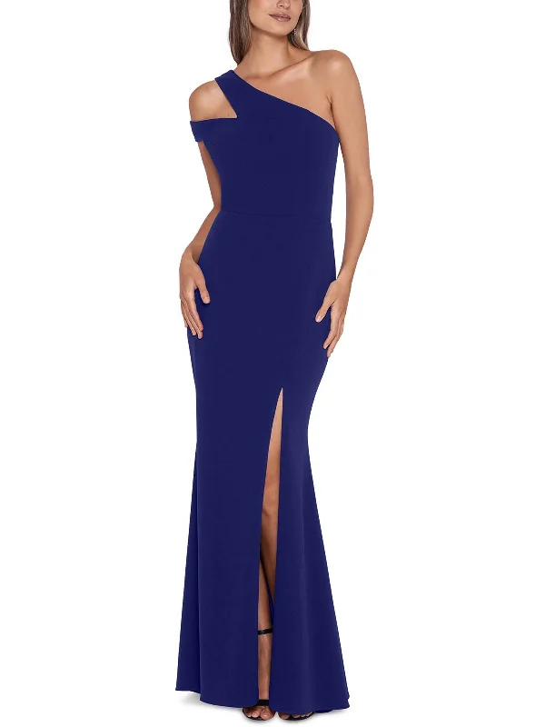 Womens Scuba Split-Leg Evening Dress Tunics Satin smooth