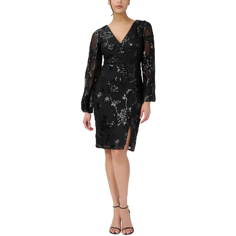 Adrianna Papell Womens Surplice Sequined Cocktail and Party Dress Tunics Handmade artisanal Adrianna Papell Womens Surplice Sequined Cocktail and Party Dress Tunics Handmade artisanal