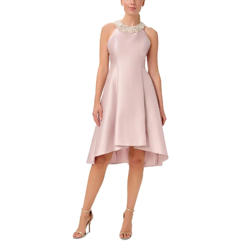 Adrianna Papell Womens Embellished Halter Cocktail and Party Dress Glittery Long Formal Adrianna Papell Womens Embellished Halter Cocktail and Party Dress Glittery Long Formal