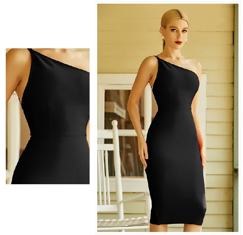 One Shoulder Women Club Wear Bandage Dress New Summer Sexy Sleeveless Backless Midi Bodycon Celebrity Party Dress Tunics Hiking breathable One Shoulder Women Club Wear Bandage Dress New Summer Sexy Sleeveless Backless Midi Bodycon Celebrity Party Dress Tunics Hiking breathable
