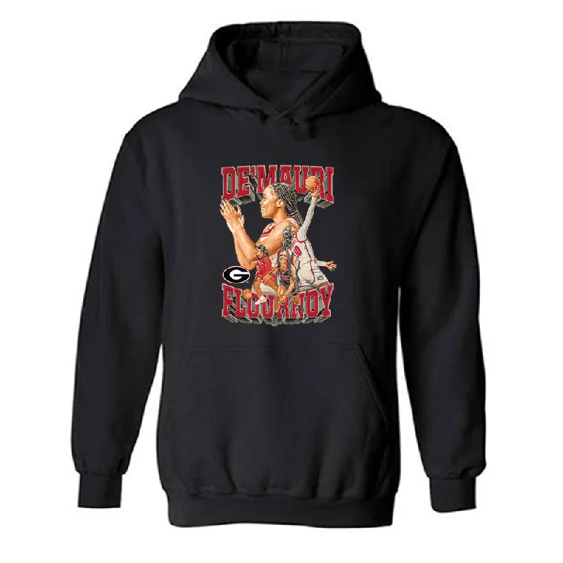 Georgia - NCAA Women's Basketball : De'Mauri Flournoy - Player Collage Hooded Sweatshirt Hoodie with Half-Zip Sporty Casual Georgia - NCAA Women's Basketball : De'Mauri Flournoy - Player Collage Hooded Sweatshirt Hoodie with Half-Zip Sporty Casual