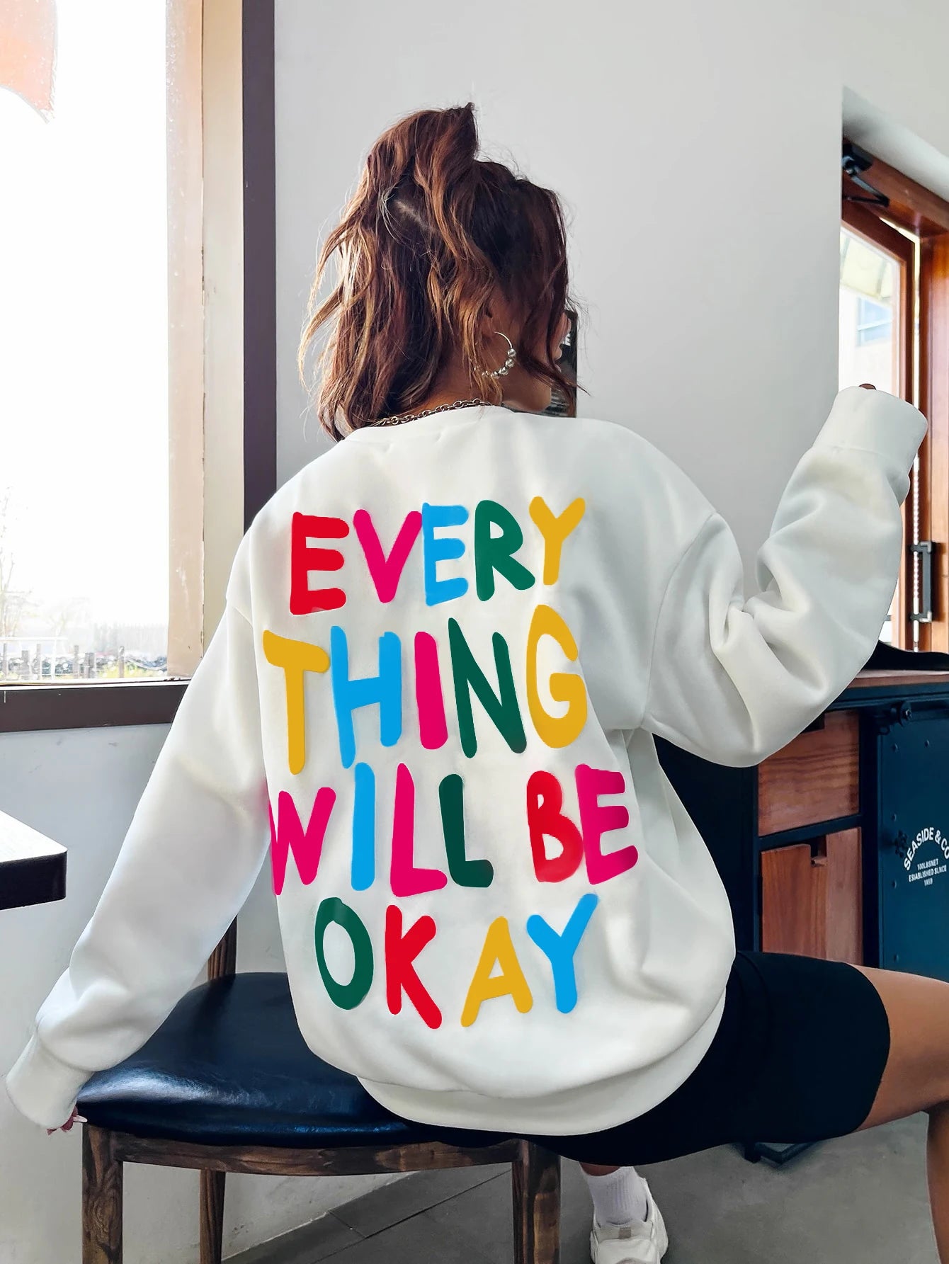 ENVEE Women: Everything Will Be Okay Sweatshirt Hoodie with Cropped Fit Short Trendy ENVEE Women: Everything Will Be Okay Sweatshirt Hoodie with Cropped Fit Short Trendy