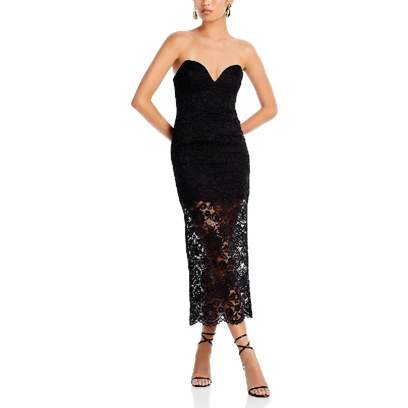 Bardot Womens Artemis Lace Midi Cocktail And Party Dress Boatneck Modish Everyday