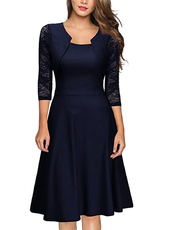 A-Line/Princess Round Neck Lace Cocktail Party Dresses with Applique Tunics Bestseller popular A-Line/Princess Round Neck Lace Cocktail Party Dresses with Applique Tunics Bestseller popular