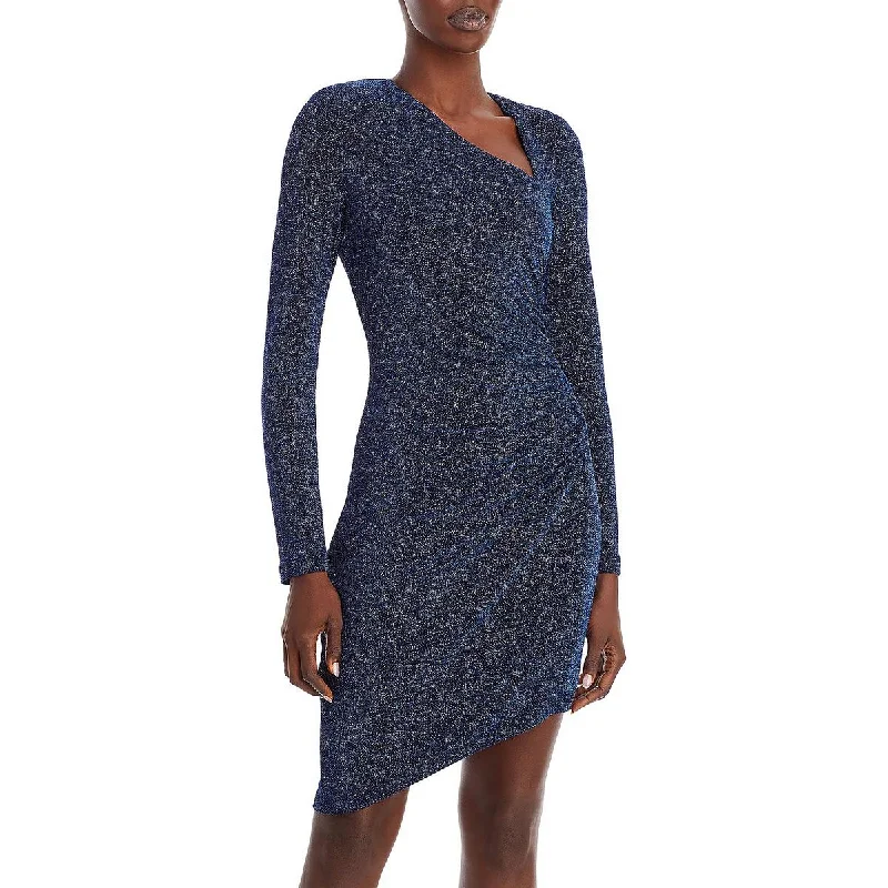 Aqua Womens Metallic Asymmetric Cocktail and Party Dress Tunics Leisure comfortable