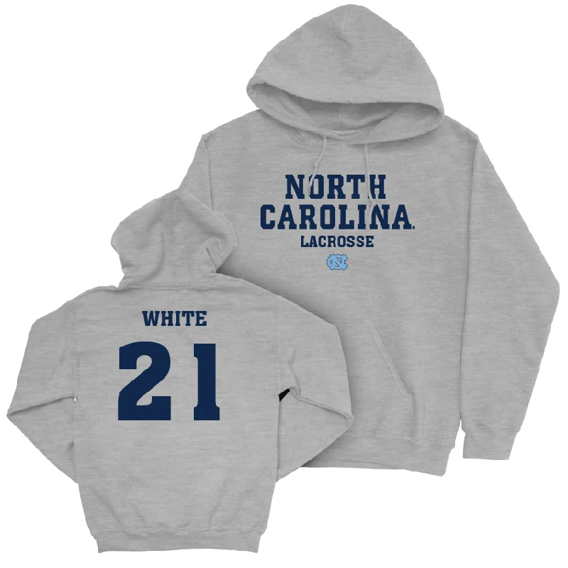 UNC Women's Lacrosse Sport Grey Staple Hoodie - Marissa White Hoodie with Zipper Versatile Modern UNC Women's Lacrosse Sport Grey Staple Hoodie - Marissa White Hoodie with Zipper Versatile Modern