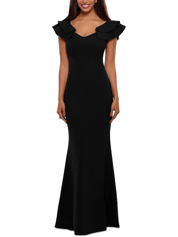 Petites Womens Ruffled Sleeve Maxi Evening Dress Tunics Versatile functional