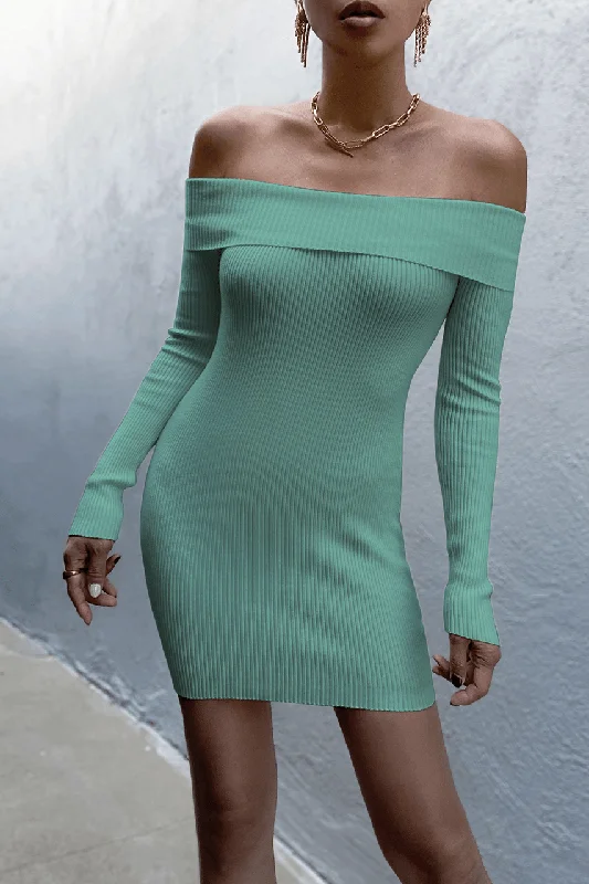 Palm Knit Dress - Mint Tunics Silk luxurious