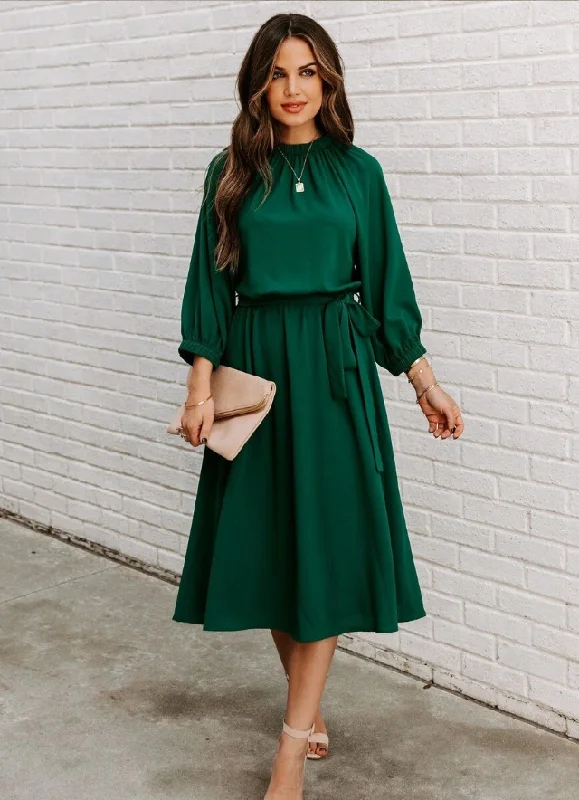 Women's O Neck Elegant Half Sleeve Big Swing Party Dress Tunics Cozy soft