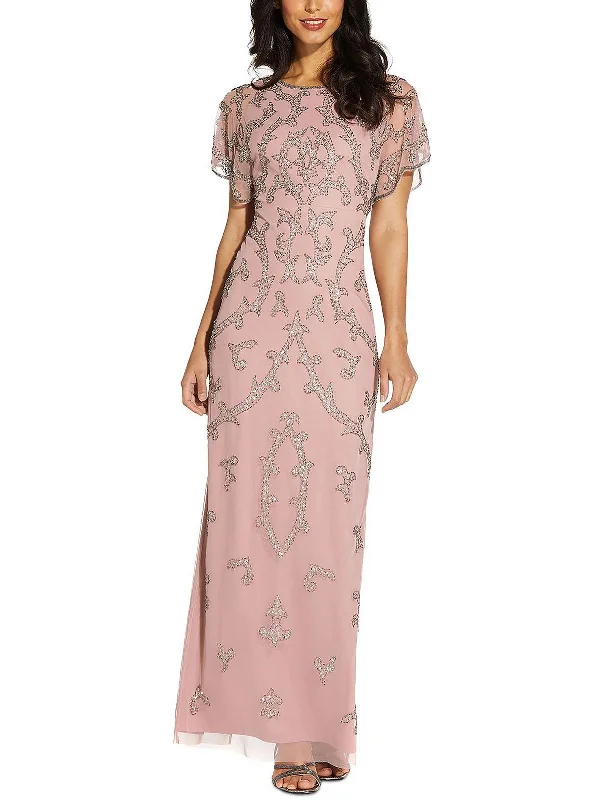 Plus Womens Mesh Embellished Evening Dress Tunics Travel practical