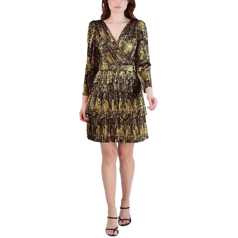 BCBGeneration Womens Metallic Mini Cocktail and Party Dress Tunics stripes playful
