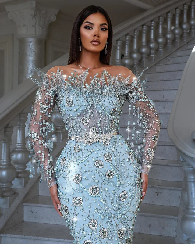 Aquarius Romantic Bead-Adorned Party Dress Tunics Trousers formal