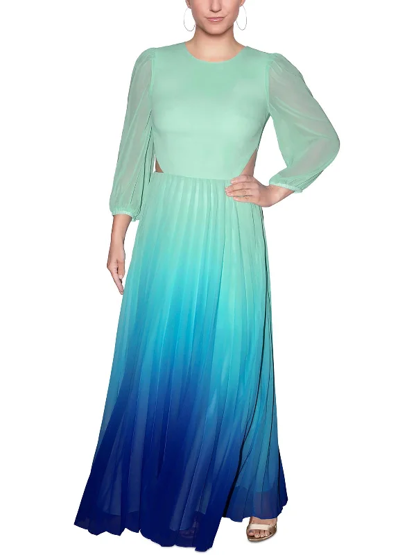 Womens Ombre Long Evening Dress Boat Neckline Classic