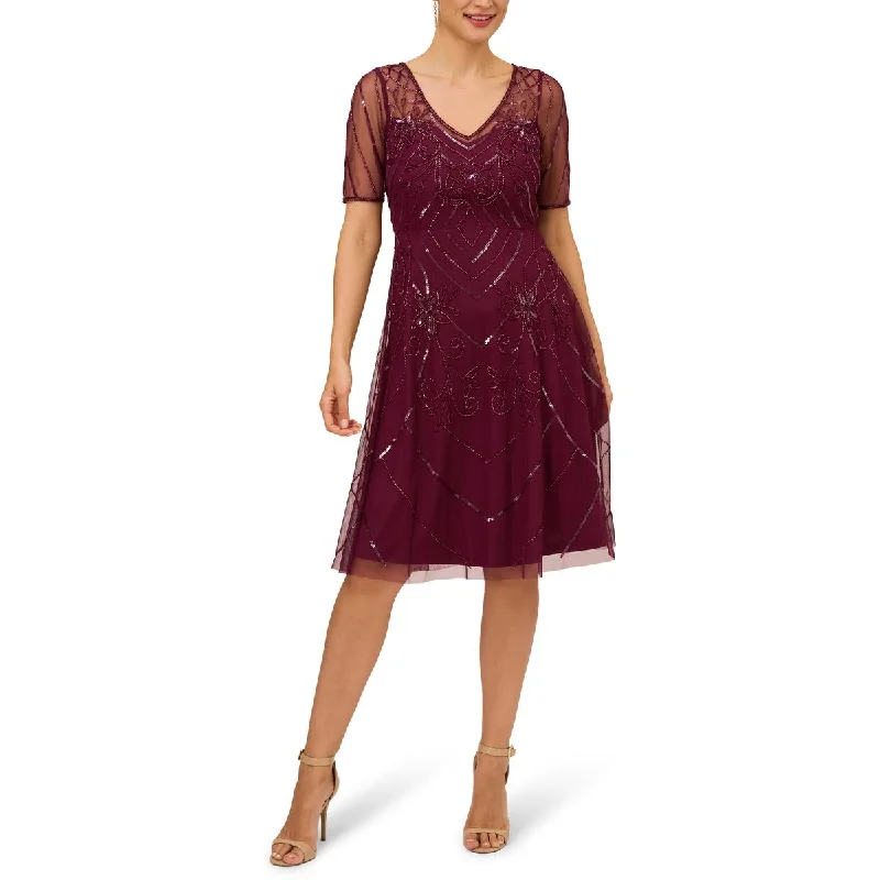 Adrianna Papell Womens Sequin Beaded Cocktail And Party Dress Tunics Prom sequined