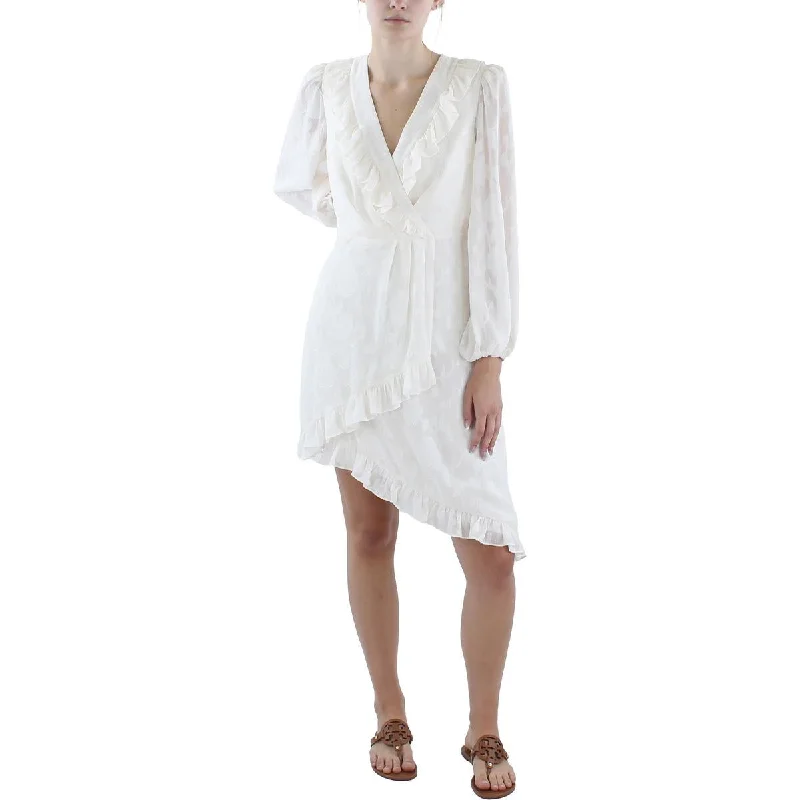 BCBGMAXAZRIA Womens Asymmetric  Cocktail And Party Dress Tunics Mesh breathable