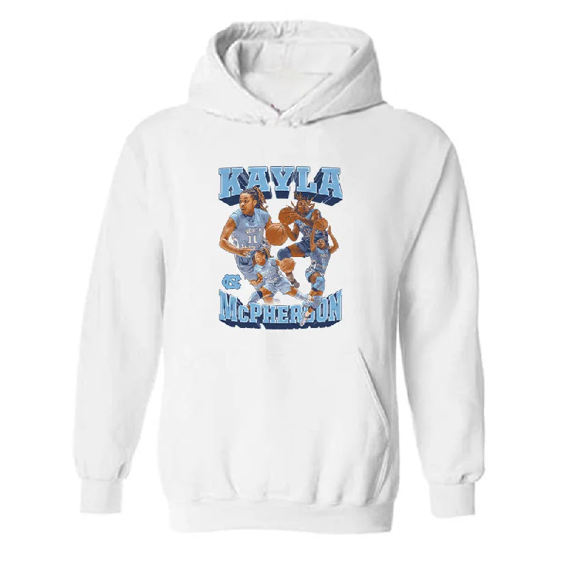 UNC - NCAA Women's Basketball : Kayla McPherson - Player Collage Hooded Sweatshirt Hoodie with Bell Sleeves Flared Feminine UNC - NCAA Women's Basketball : Kayla McPherson - Player Collage Hooded Sweatshirt Hoodie with Bell Sleeves Flared Feminine