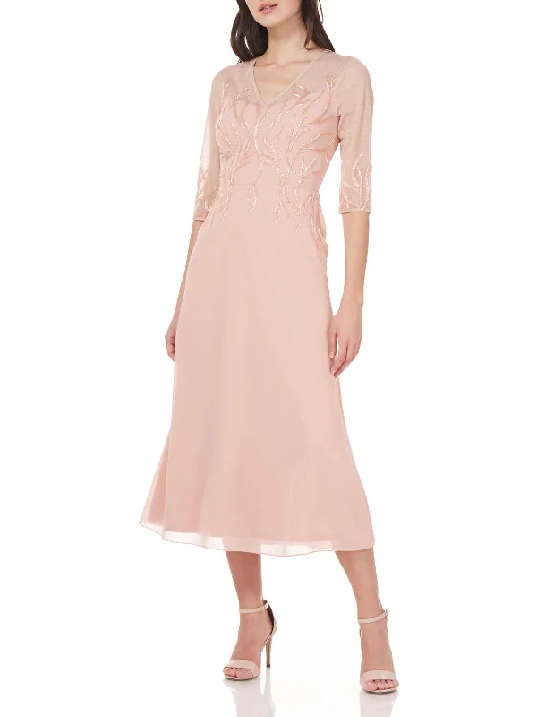 Violet Womens Chiffon Beaded Evening Dress Tunics Long Elegant
