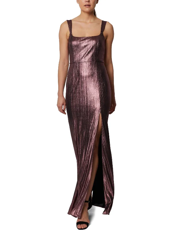Womens Metallic Maxi Evening Dress Casual Short Summer
