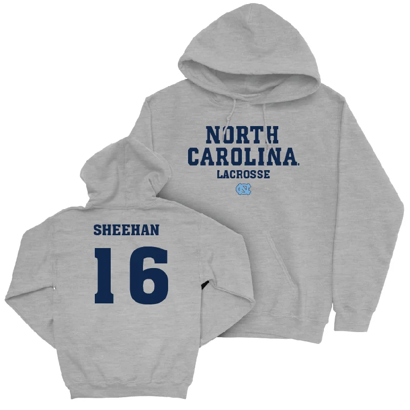 UNC Women's Lacrosse Sport Grey Staple Hoodie  - Amelia Sheehan Hoodie with Double Zipper Versatile Adjustable