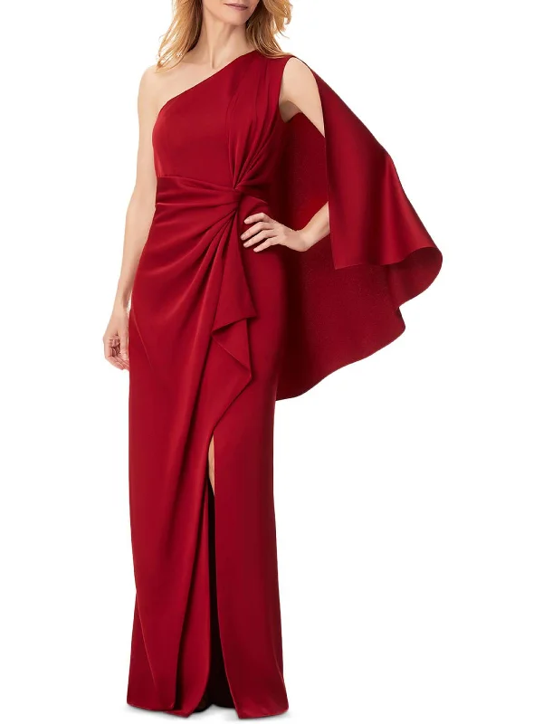 Womens Knot-Front One Shoulder Evening Dress Pencil Office Professional