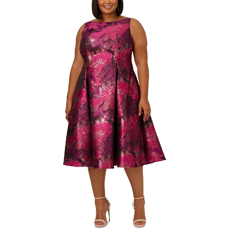 Adrianna Papell Womens Metallic Midi Cocktail And Party Dress Tunics Polka dots