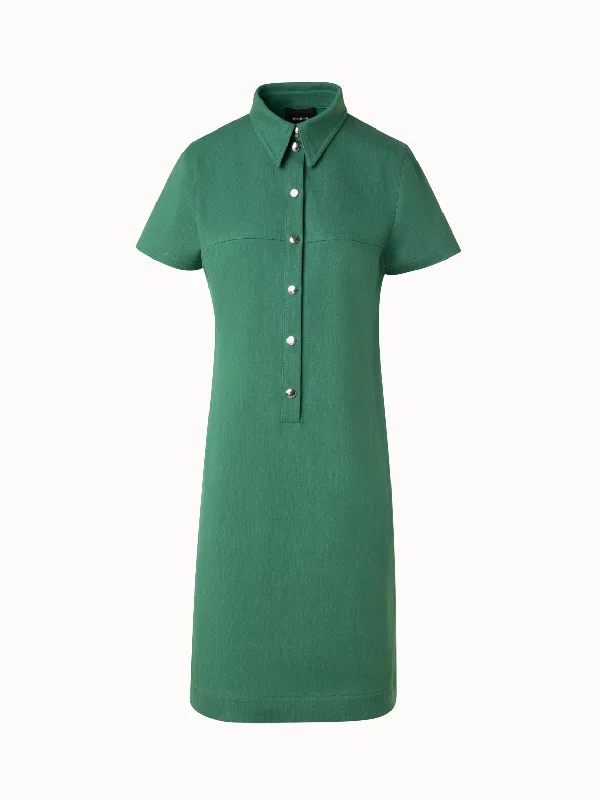 Polo Dress in Cotton Denim Stretch Tunics Sophisticated sleek