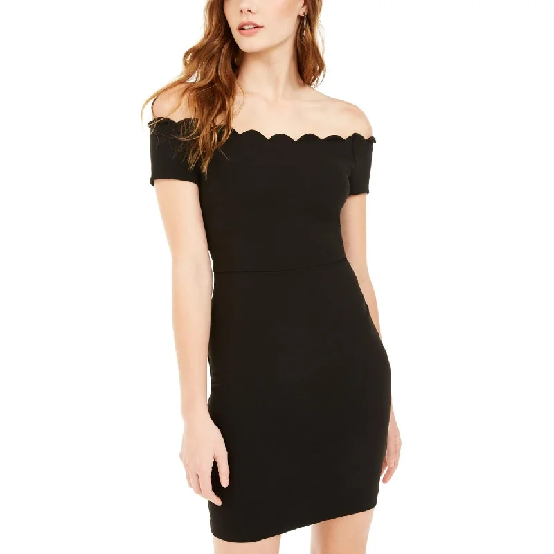 Bee Darlin Womens Juniors Off-The-Shoulder Mini Cocktail And Party Dress Tunics Chic fashionable Bee Darlin Womens Juniors Off-The-Shoulder Mini Cocktail And Party Dress Tunics Chic fashionable