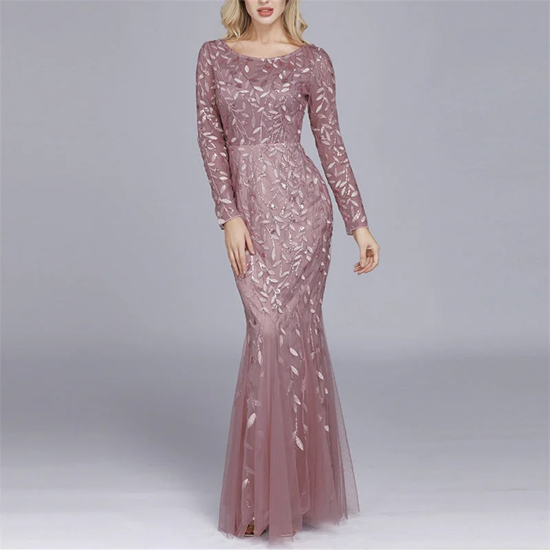 Premium mermaid long dress sequins long sleeves dress | Fall winter spring cocktail party dress evening gowns High-Low Hemline Casual Premium mermaid long dress sequins long sleeves dress | Fall winter spring cocktail party dress evening gowns High-Low Hemline Casual