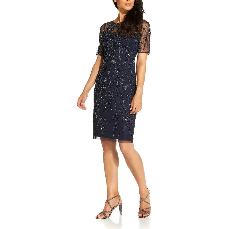 Adrianna Papell Womens Beaded Knee-Length Cocktail and Party Dress Tunics Recommended stylist