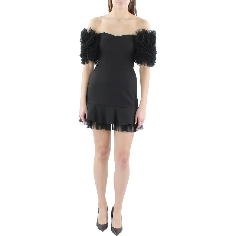 BCBGMAXAZRIA Womens Off-The-Shoulder Ruffle Cocktail And Party Dress Tunics Gym athletic BCBGMAXAZRIA Womens Off-The-Shoulder Ruffle Cocktail And Party Dress Tunics Gym athletic