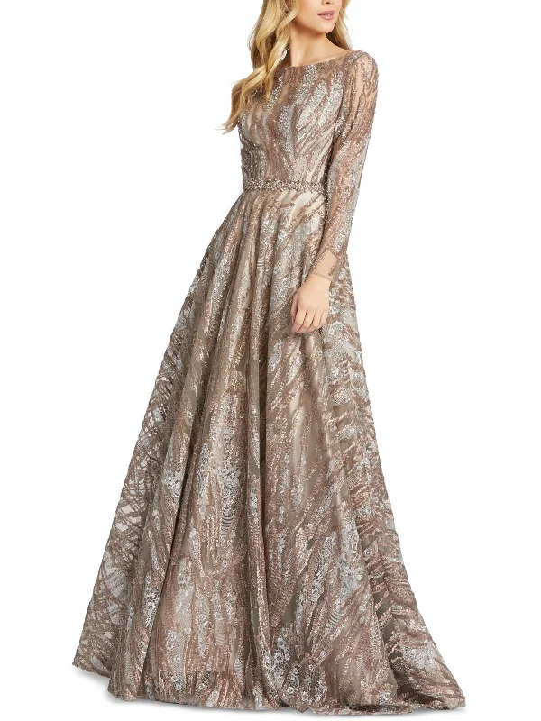 Womens Sequined Long Evening Dress Tunics Trousers formal