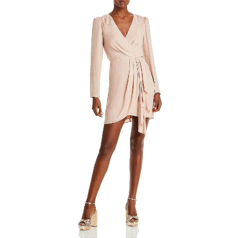 BCBGMAXAZRIA Womens Faux Wrap Mini Cocktail and Party Dress Tunics Denim casual
