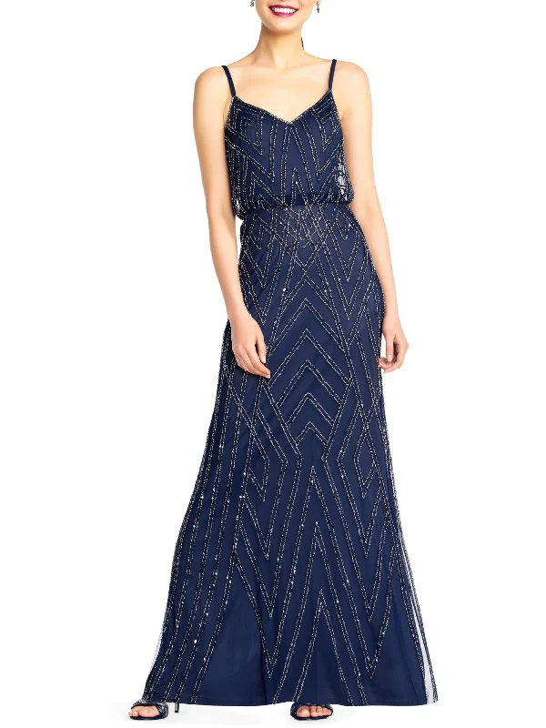Womens Beaded Blouson Evening Dress Tunics Stylish modern