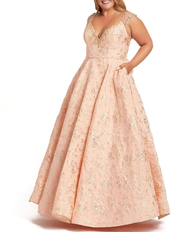 Plus Womens Embellished Floral Evening Dress Crew Neckline Casual