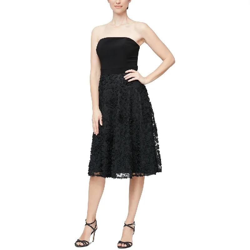 Alex & Eve Womens Strapless Midi Cocktail and Party Dress Tunics Fashionable trendy