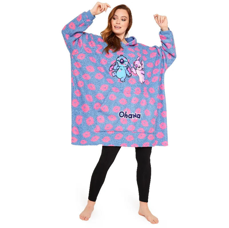 Disney Stitch Oversized Blanket Hoodie for Women - Stitch & Angel Hoodie with Earth Tones Natural Calm Disney Stitch Oversized Blanket Hoodie for Women - Stitch & Angel Hoodie with Earth Tones Natural Calm