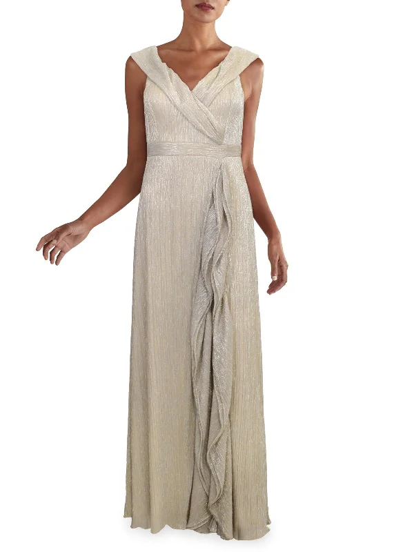 Womens Metallic Off-The-Shoulder Evening Dress Tunics Winter warm