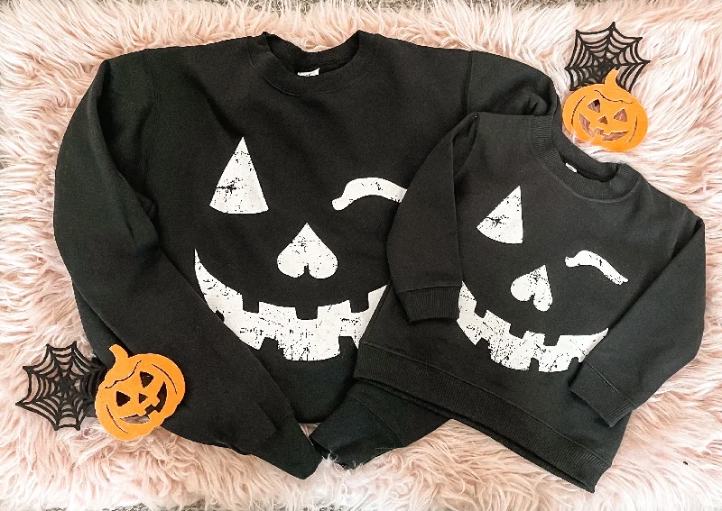 Mommy & Me Jack-O-Lantern Sweatshirt Hoodie with Hem Elastic Stretchable Comfortable Mommy & Me Jack-O-Lantern Sweatshirt Hoodie with Hem Elastic Stretchable Comfortable