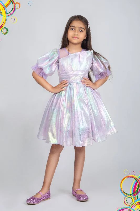 Pre-Order: Pleated Gliterry dress with puff sleeves highlighted with net- Light Mauve Tunics Versatile all-occasion Pre-Order: Pleated Gliterry dress with puff sleeves highlighted with net- Light Mauve Tunics Versatile all-occasion
